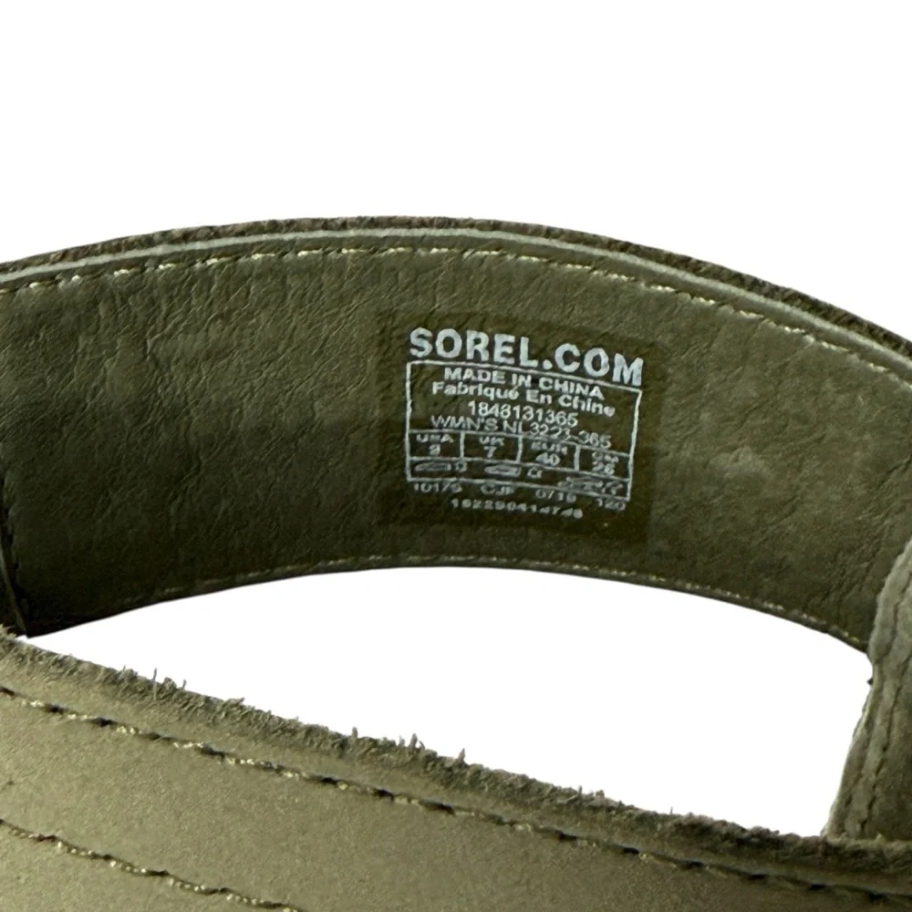 SOREL JOANIE II Lace-Up Wedge‎ Sandals Sage Green Size 9 - Picture 8 of 11